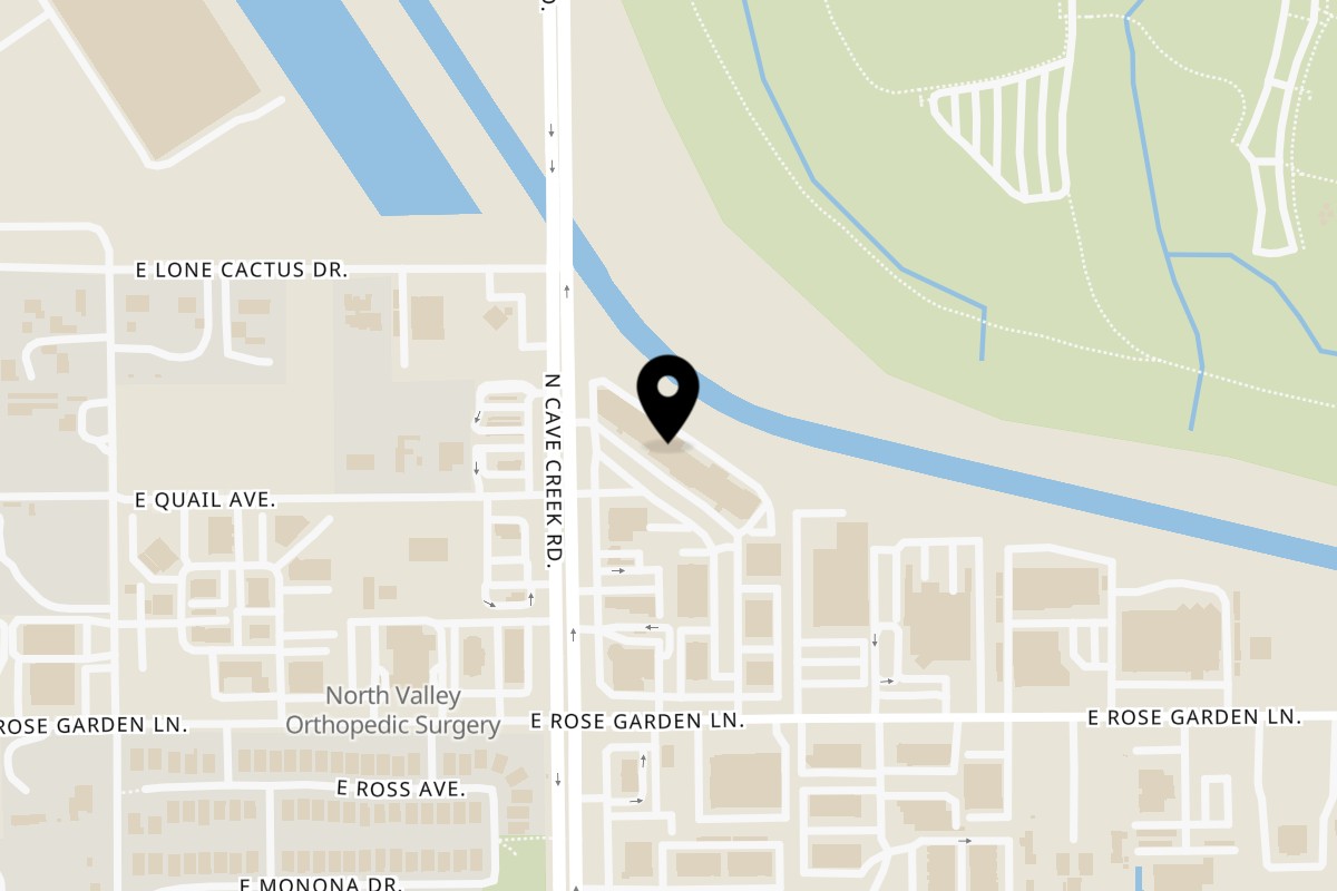 Map showing the location of Cafe Balkan on 21043 N Cave Creek Rd Ste A6 in Phoenix